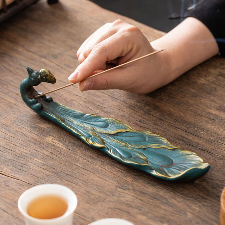 Buddha Stones孔雀型幸運繁栄家の装飾 香炉 - image 2