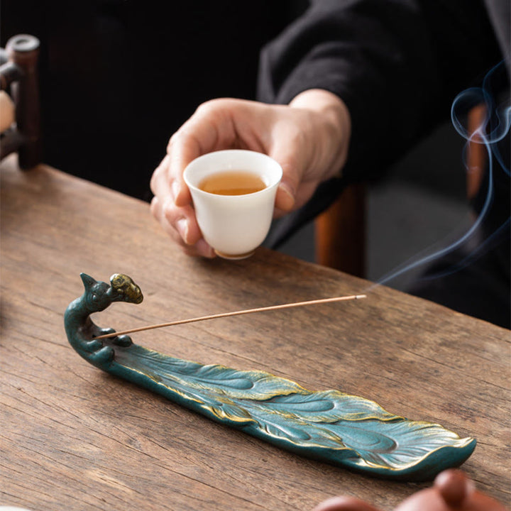 Buddha Stones孔雀型幸運繁栄家の装飾 香炉 - image 3