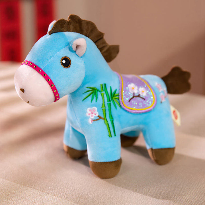 Buddha Stones午年 梅 竹模様 ぬいぐるみ 富と豊かさ装飾 - 青 - 10×8×20cm - image 7