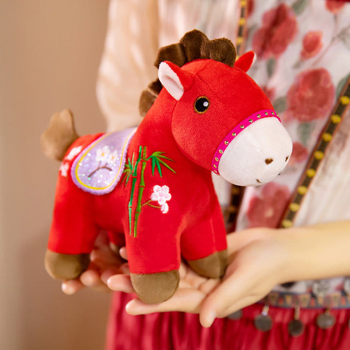 Buddha Stones午年 梅 竹模様 ぬいぐるみ 富と豊かさ装飾 - image 0