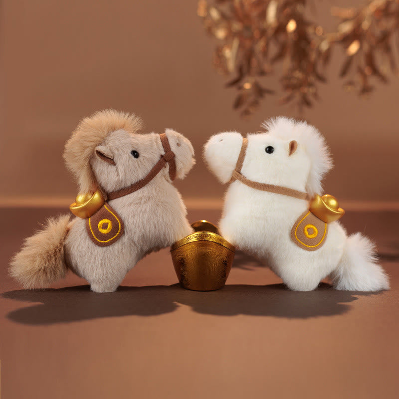 Buddha Stones午年 金塊 単色 ぬいぐるみ ポニー 吊り下げ装飾 - image 0