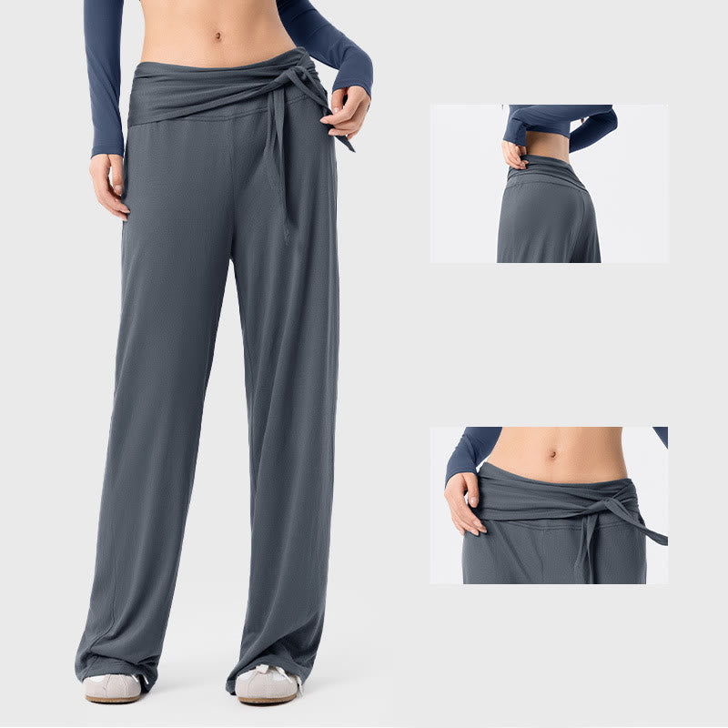 Buddha Stonesカジュアル レースアップ 通気性 スポーツ レディース ワイドレッグパンツ - image 6
