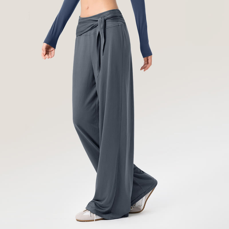 Buddha Stonesカジュアル レースアップ 通気性 スポーツ レディース ワイドレッグパンツ - image 4