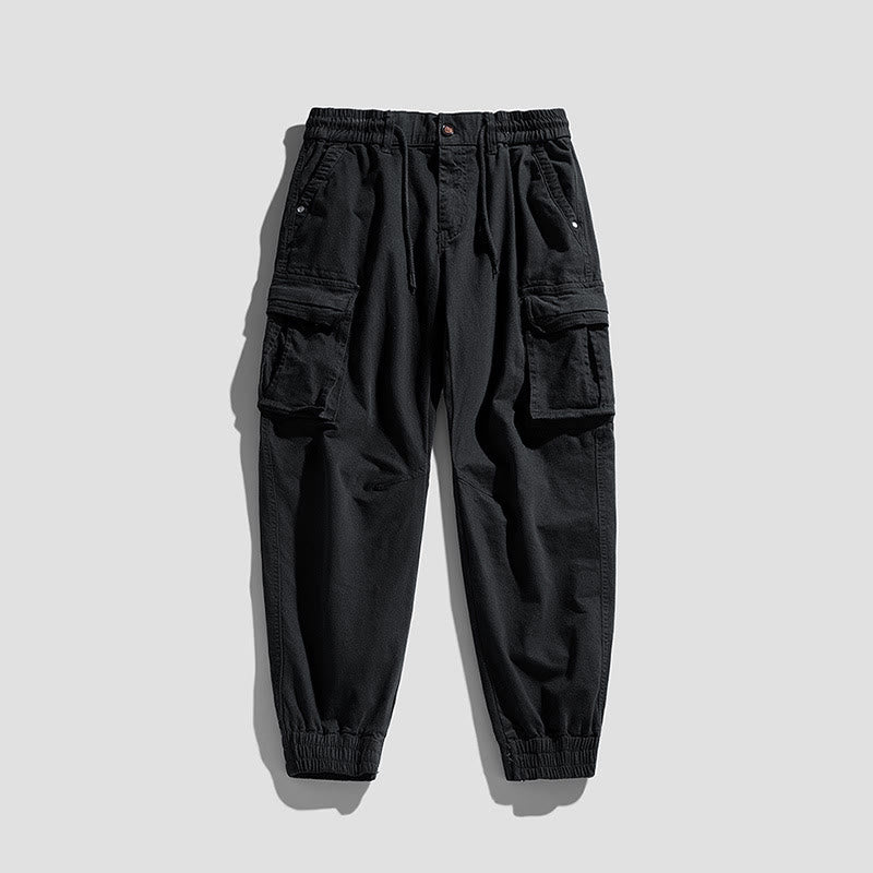 Buddha Stones夏用コットン 伸縮性のある袖口 テーパード メンズパンツ ポケット付き - 黒 - US/UK/AU48、 EU58 (6XL) - image 11