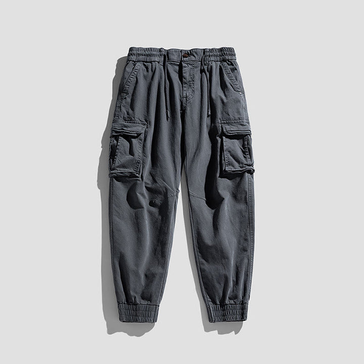 Buddha Stones夏用コットン 伸縮性のある袖口 テーパード メンズパンツ ポケット付き - グレー - US/UK/AU48、 EU58 (6XL) - image 9