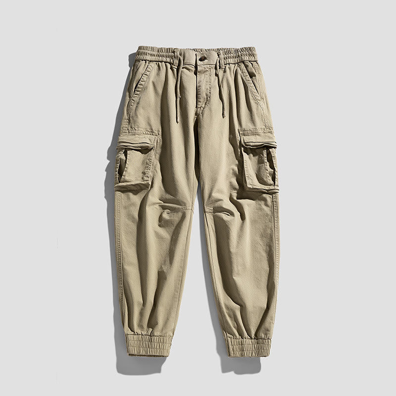 Buddha Stones夏用コットン 伸縮性のある袖口 テーパード メンズパンツ ポケット付き - image 3