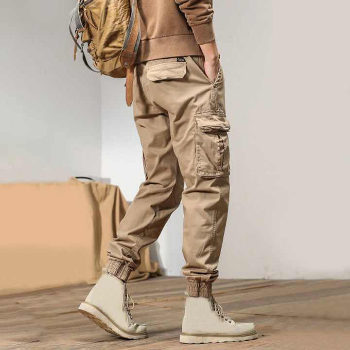 Buddha Stones夏用コットン 伸縮性のある袖口 テーパード メンズパンツ ポケット付き - image 1