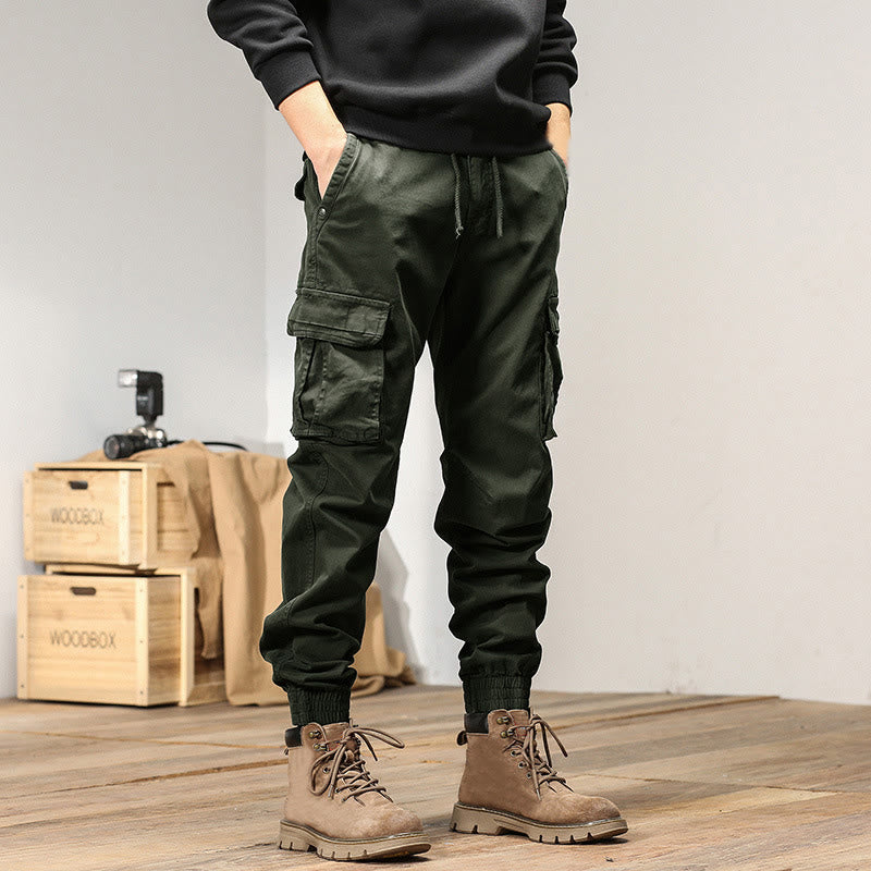 Buddha Stones夏用コットン 伸縮性のある袖口 テーパード メンズパンツ ポケット付き - image 7