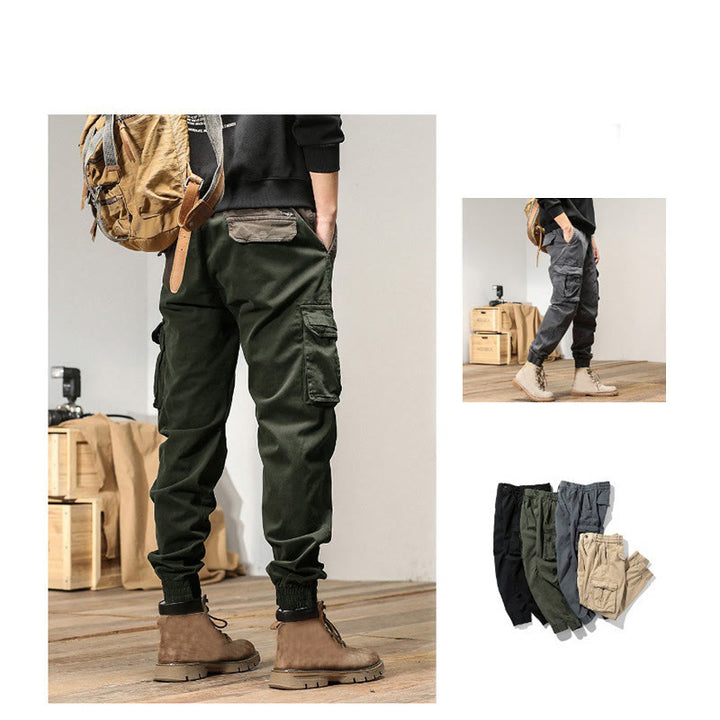 Buddha Stones夏用コットン 伸縮性のある袖口 テーパード メンズパンツ ポケット付き - image 8