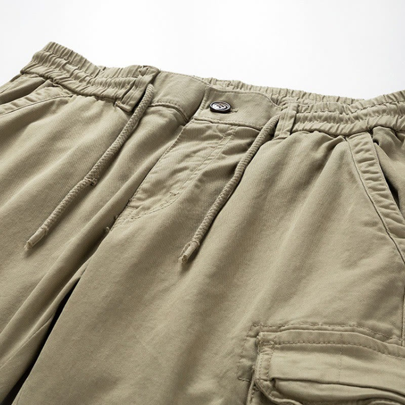 Buddha Stones夏用コットン 伸縮性のある袖口 テーパード メンズパンツ ポケット付き - image 4
