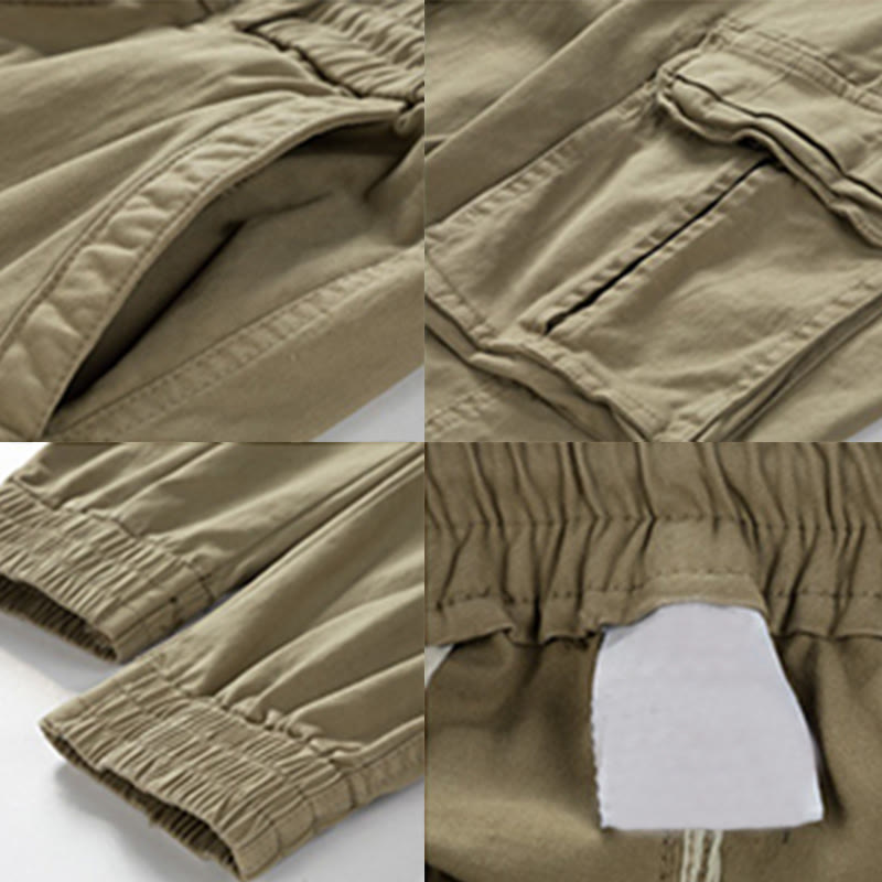 Buddha Stones夏用コットン 伸縮性のある袖口 テーパード メンズパンツ ポケット付き - image 5