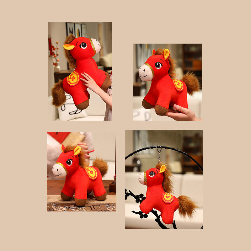 Buddha Stones 馬年 赤い立ち姿の馬のぬいぐるみ 富と豊かさ家の装飾 - image 12