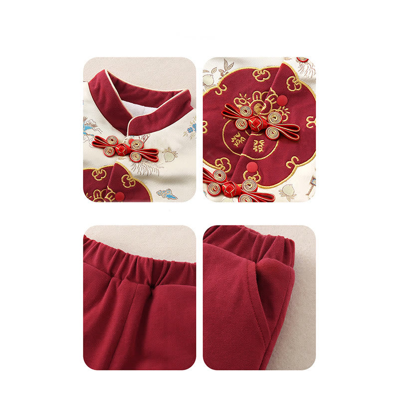 Buddha Stones 2点セット 冬用 ウサギ ピーチ柄 ベビー 幼児 男の子 コットン 長袖 タンスーツ 伸縮性ウエスト パンツ ポケット付き 衣装セット - image 19