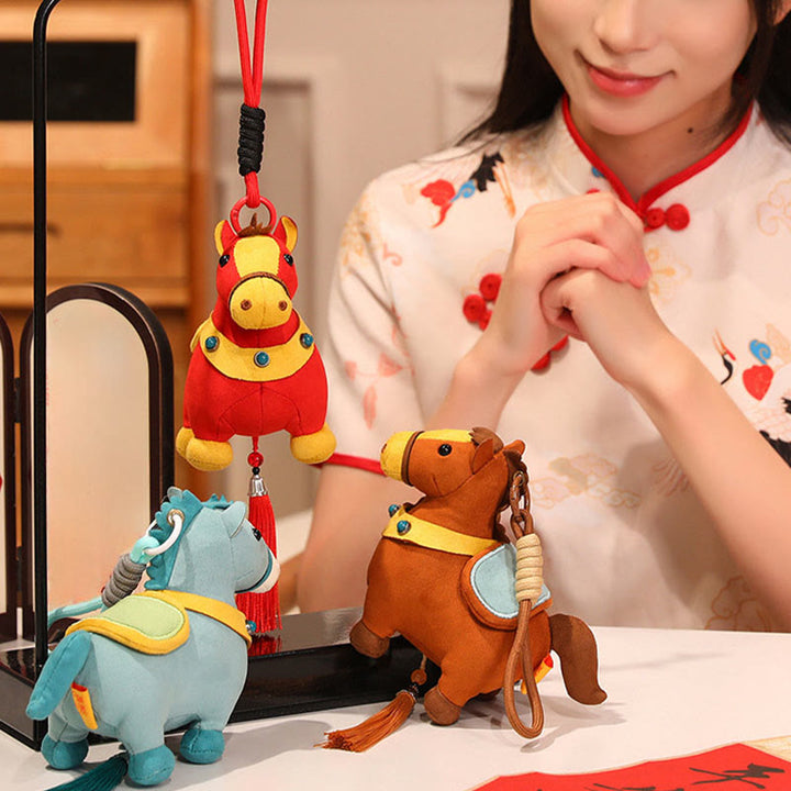 馬年用Buddha Stonesマルチカラー かわいい馬のタッセル豊かさロープ 吊り下げ装飾 - image 29