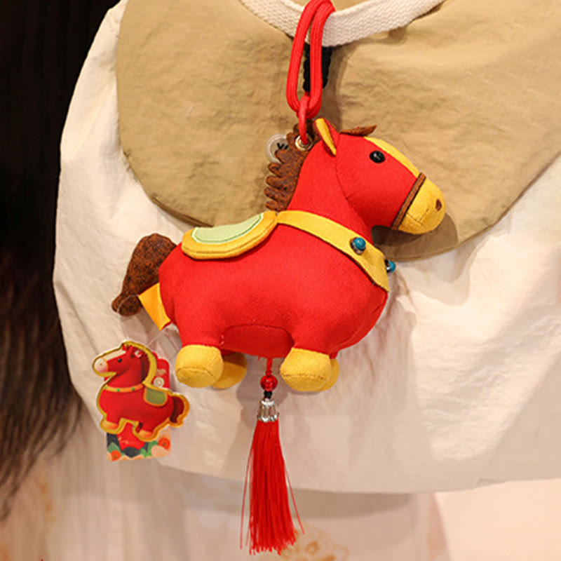 馬年用Buddha Stonesマルチカラー かわいい馬のタッセル豊かさロープ 吊り下げ装飾 - image 3