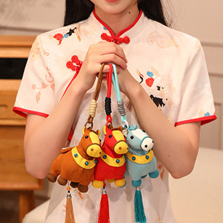 馬年用Buddha Stonesマルチカラー かわいい馬のタッセル豊かさロープ 吊り下げ装飾 - image 27