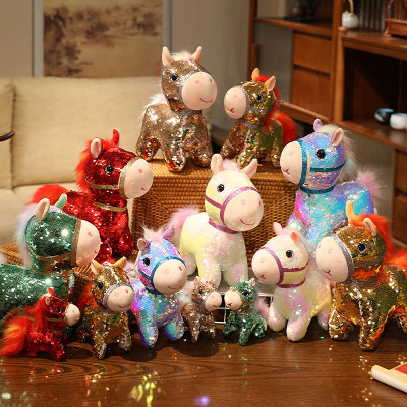 Buddha Stones馬年 スパンコールデザイン ぬいぐるみ ポニー ぬいぐるみ 家の装飾 - image 17