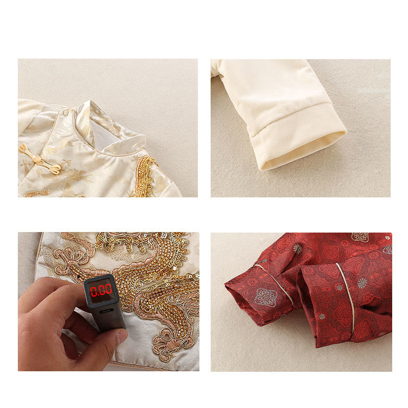 Buddha Stones 2点セット 冬 かわいい ドラゴン デザイン 男の子 コットン 長袖 タンスーツ 伸縮性ウエスト パンツ 衣装セット - image 6