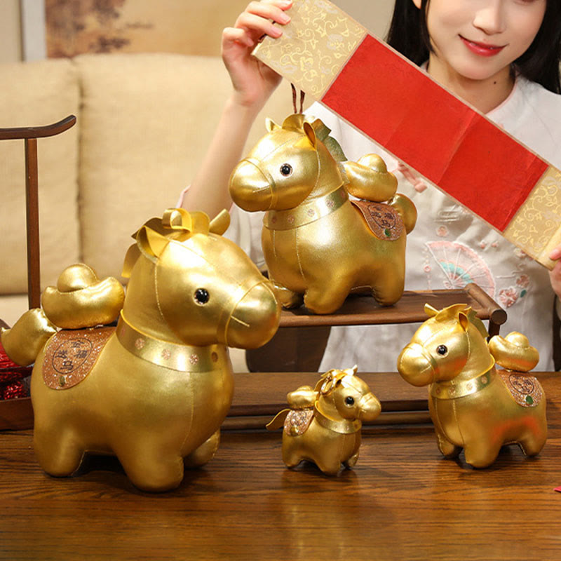 Buddha Stones 午年の金塊 かわいいポニー人形豊かさのホームデコレーション - image 8