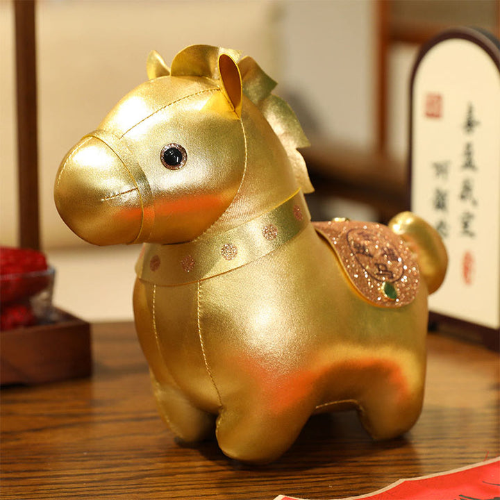 Buddha Stones 午年の金塊 かわいいポニー人形豊かさのホームデコレーション - インゴットのない馬 - 25cm（耳から足先までの長さ） - image 5