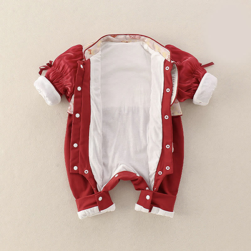 Buddha Stones、春の猫、柿のデザイン、ベビーガールのコットン長袖ワンピースロンパース - image 3