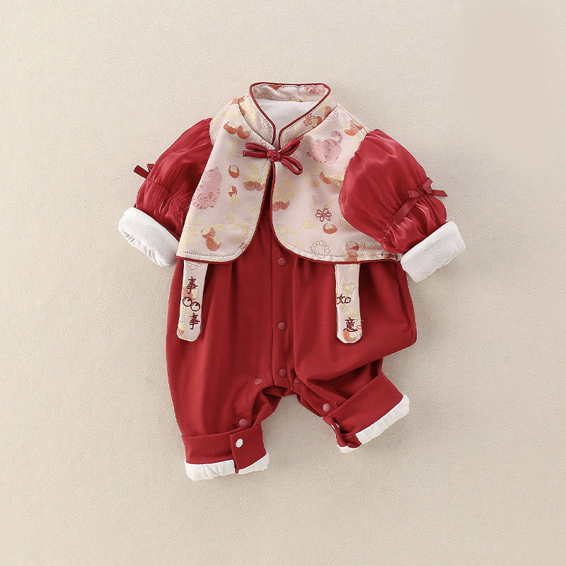 Buddha Stones、春の猫、柿のデザイン、ベビーガールのコットン長袖ワンピースロンパース - image 4