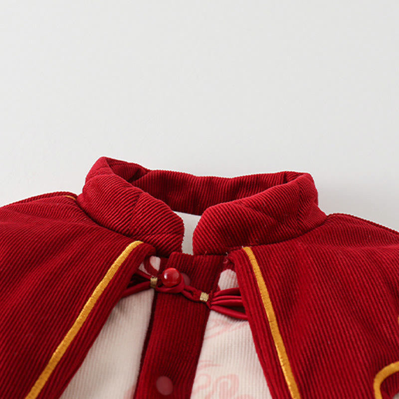 Buddha Stonesと冬の蝶と縁起の良い雲のデザイン 女の子用コットン長袖ワンピースロンパース - image 5