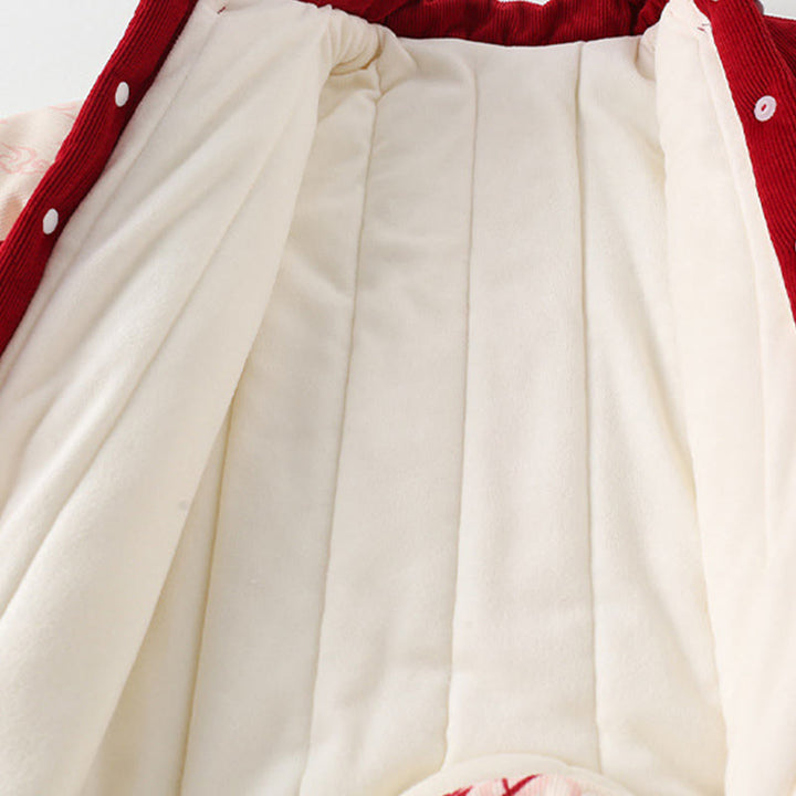 Buddha Stonesと冬の蝶と縁起の良い雲のデザイン 女の子用コットン長袖ワンピースロンパース - image 6