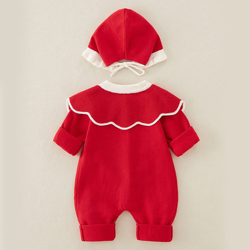 Buddha Stones春秋カラーブロッキング ベビーガールズ 長袖 フード付き ニットワンピース ロンパース - image 2