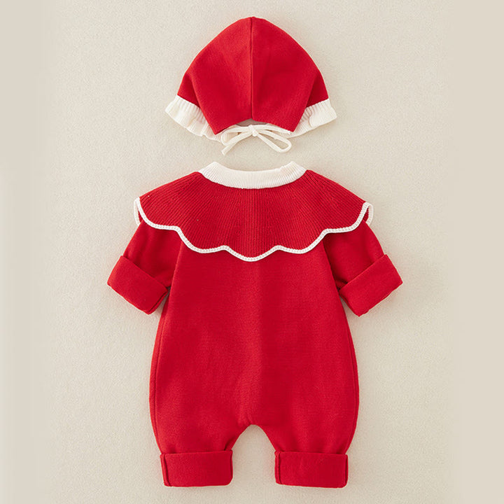 Buddha Stones春秋カラーブロッキング ベビーガールズ 長袖 フード付き ニットワンピース ロンパース - image 2