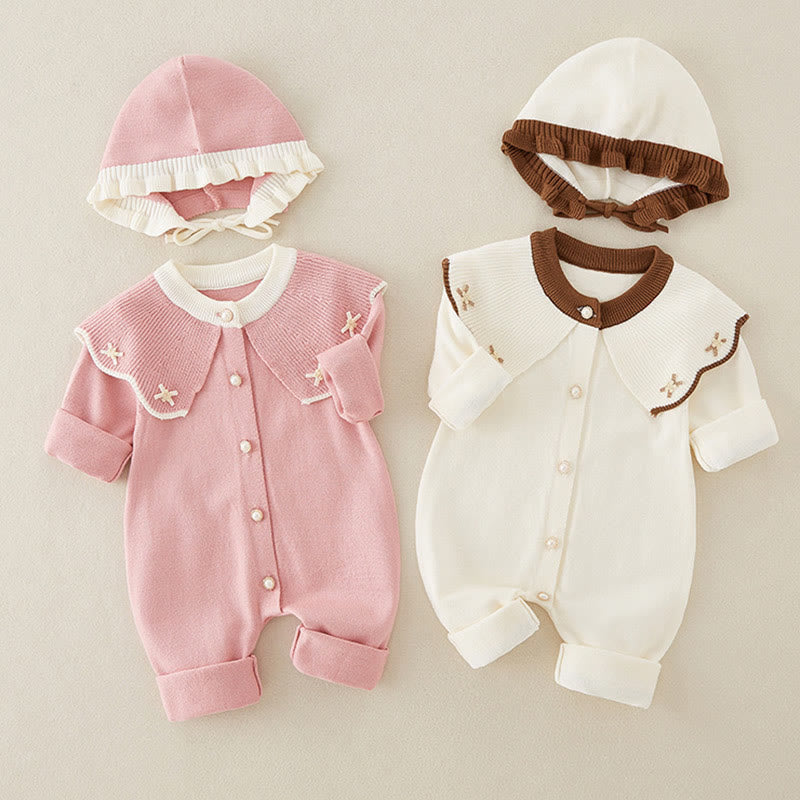 Buddha Stones春秋カラーブロッキング ベビーガールズ 長袖 フード付き ニットワンピース ロンパース - image 18