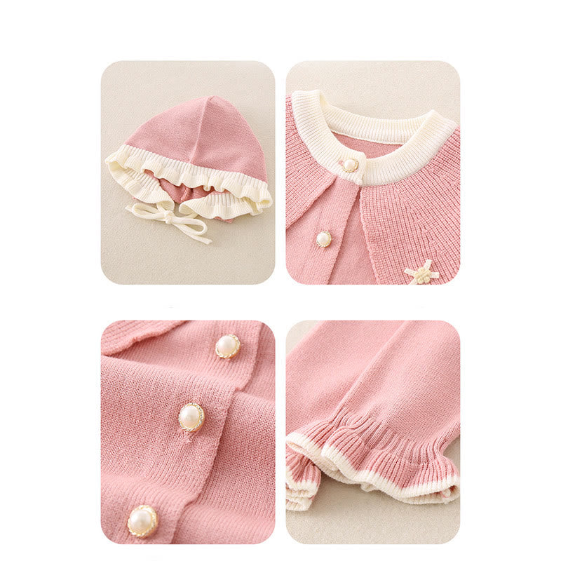 Buddha Stones春秋カラーブロッキング ベビーガールズ 長袖 フード付き ニットワンピース ロンパース - image 16