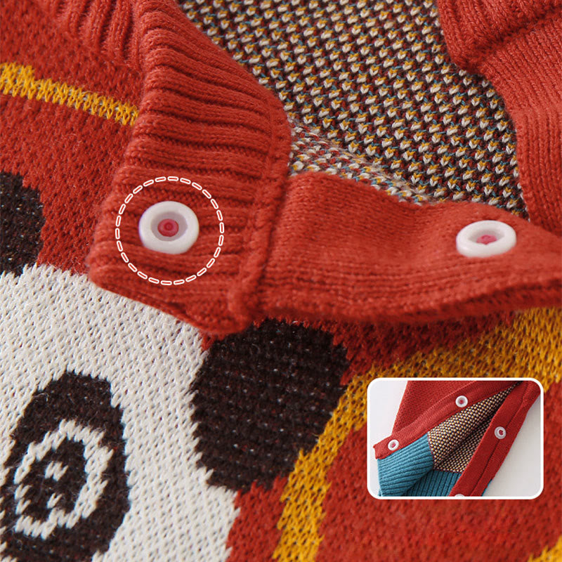 Buddha Stones秋冬 レッサーパンダ柄 男の子 女の子 コットン 長袖 ニット ワンピース ロンパース - image 5