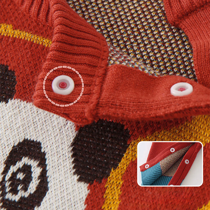 Buddha Stones秋冬 レッサーパンダ柄 男の子 女の子 コットン 長袖 ニット ワンピース ロンパース - image 5