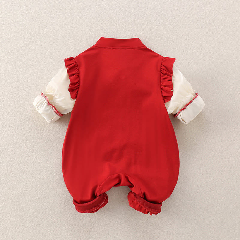 Buddha Stones春 秋 赤 かわいい 午年 ポニーデザイン ベビー 女の子 コットン 長袖 ワンピース ロンパース - image 2