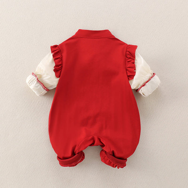 Buddha Stones春 秋 赤 かわいい 午年 ポニーデザイン ベビー 女の子 コットン 長袖 ワンピース ロンパース - image 2