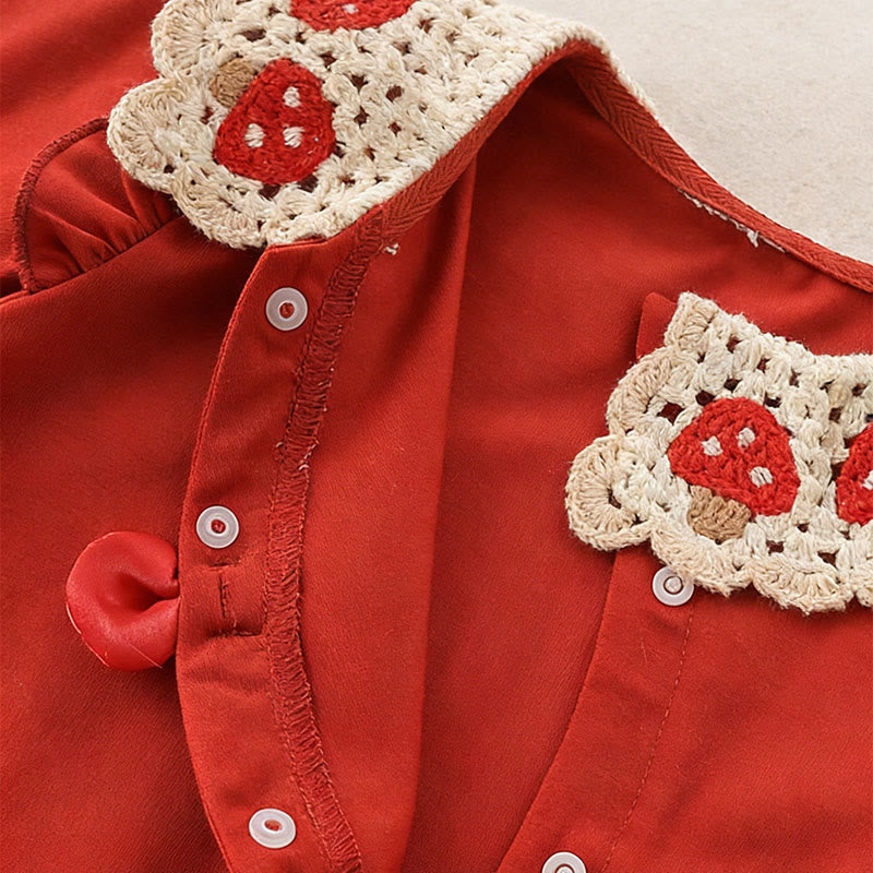 Buddha Stones春秋 レッド ストロベリーデザイン ベビーガール コットン 長袖 ワンピース ロンパース - image 5