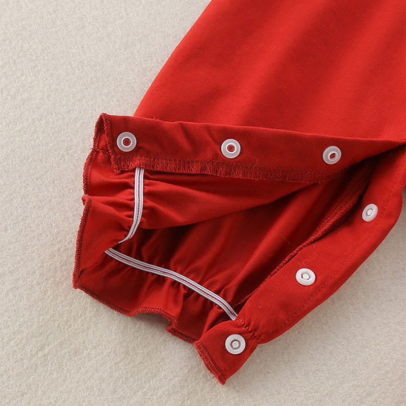 Buddha Stones春秋 レッド ストロベリーデザイン ベビーガール コットン 長袖 ワンピース ロンパース - image 6