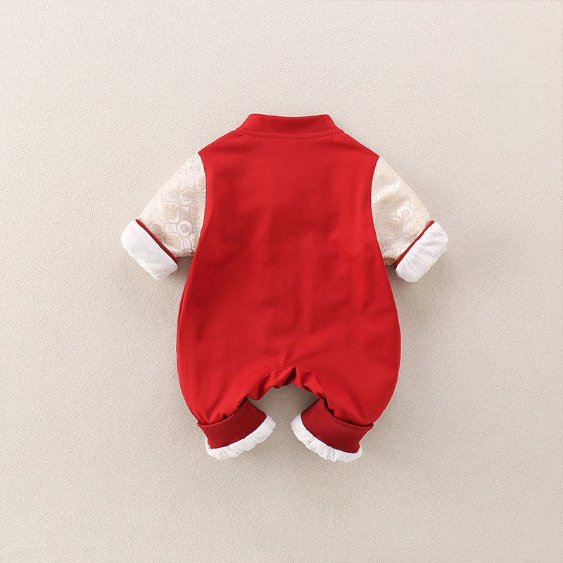 Buddha Stones春 秋 赤 午年 幸運 デザイン ベビー 女の子 男の子 コットン 長袖 ワンピース ロンパース - image 3