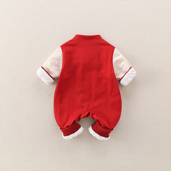 Buddha Stones春 秋 赤 午年 幸運 デザイン ベビー 女の子 男の子 コットン 長袖 ワンピース ロンパース - image 3