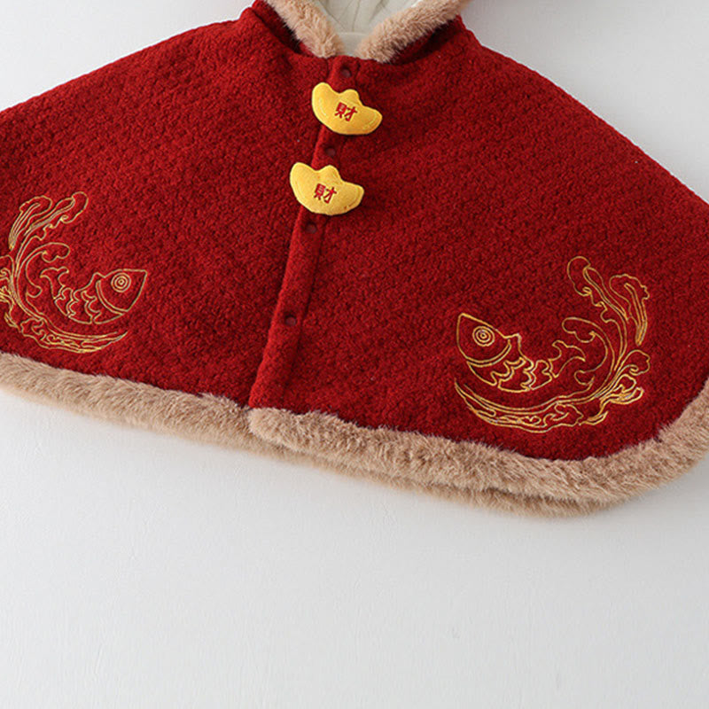 Buddha Stones秋冬 赤鯉鯉模様 女の子 男の子 長袖 マント ジャケット - image 5