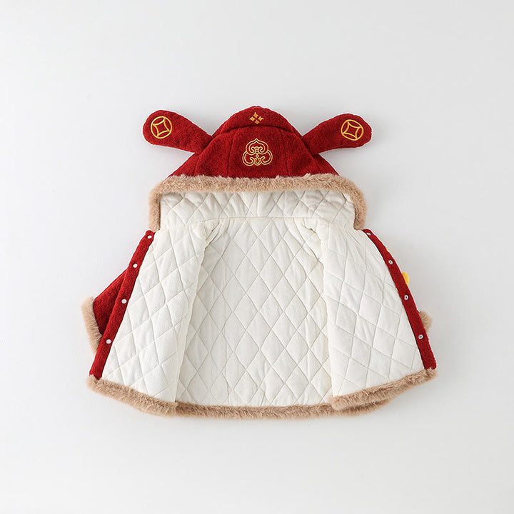 Buddha Stones秋冬 赤鯉鯉模様 女の子 男の子 長袖 マント ジャケット - image 2