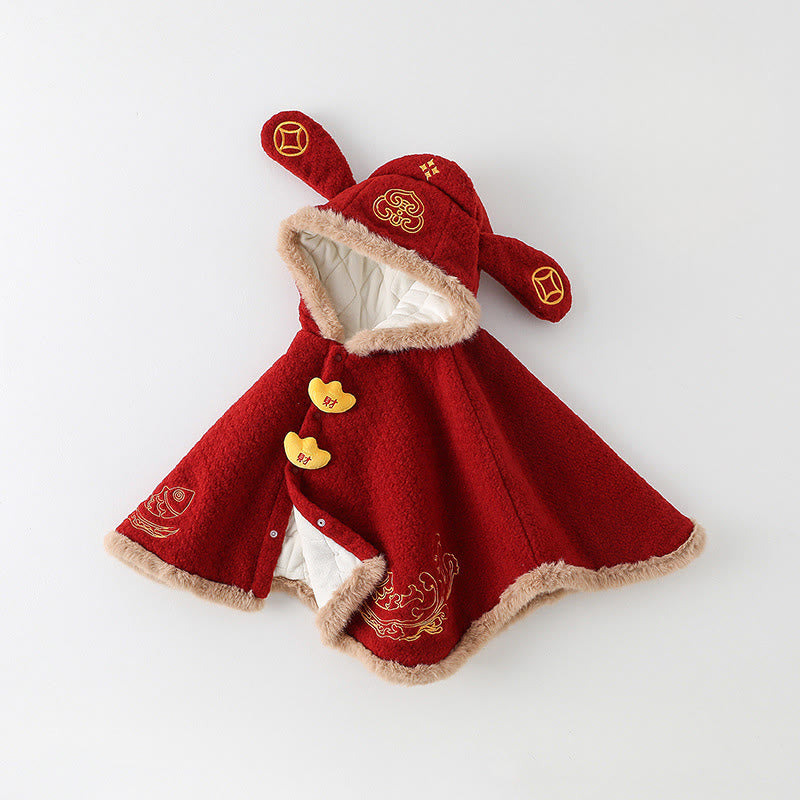 Buddha Stones秋冬 赤鯉鯉模様 女の子 男の子 長袖 マント ジャケット - image 3