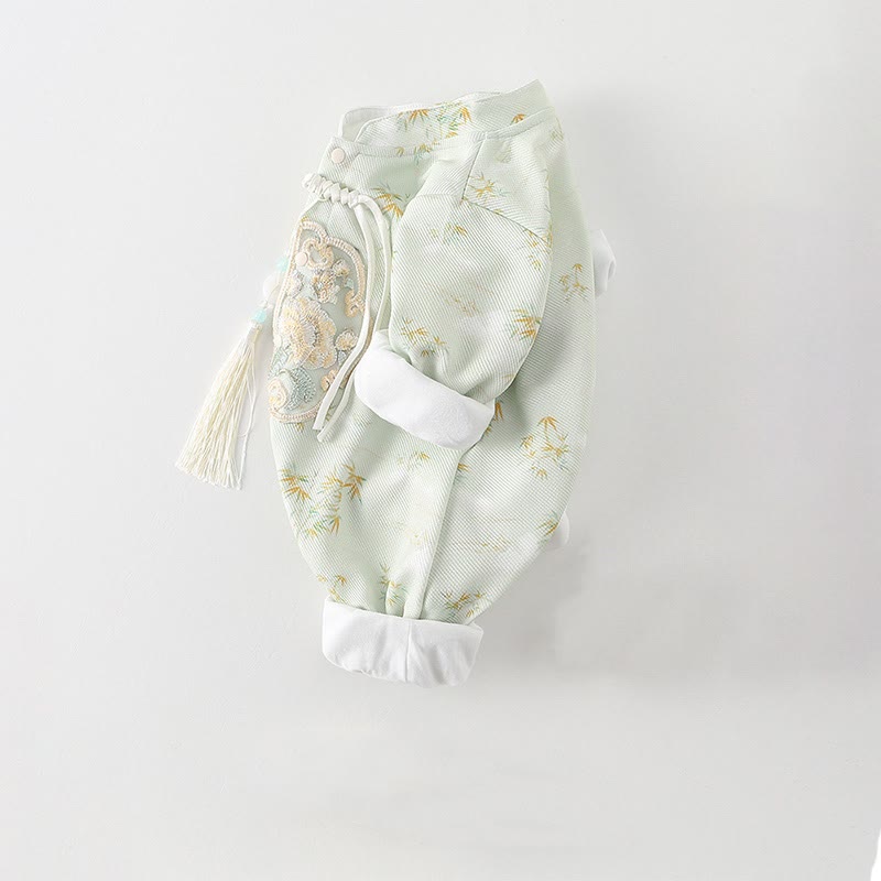 Buddha Stonesと春と秋、竹の花のデザイン、女の子用コットン長袖ワンピースロンパース - image 4