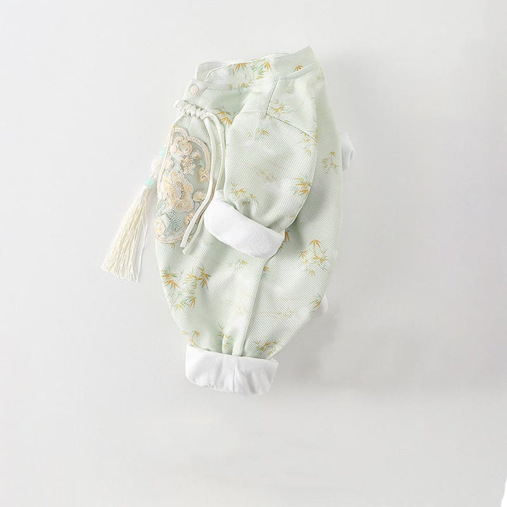 Buddha Stonesと春と秋、竹の花のデザイン、女の子用コットン長袖ワンピースロンパース - image 4