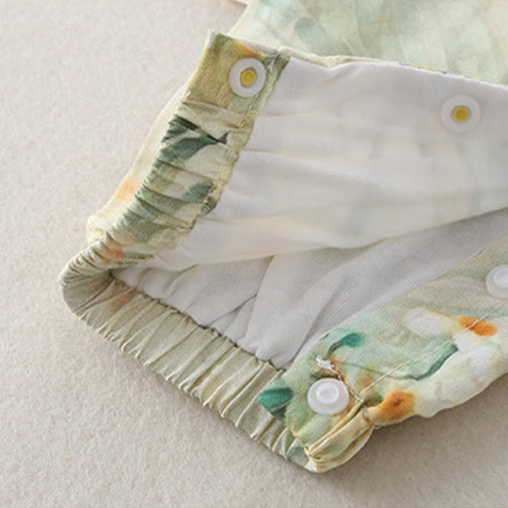 Buddha Stones、春、秋、ベージュ、花、緑の草のデザイン、ベビーガール、コットン、長袖、ワンピース、ロンパース - image 12