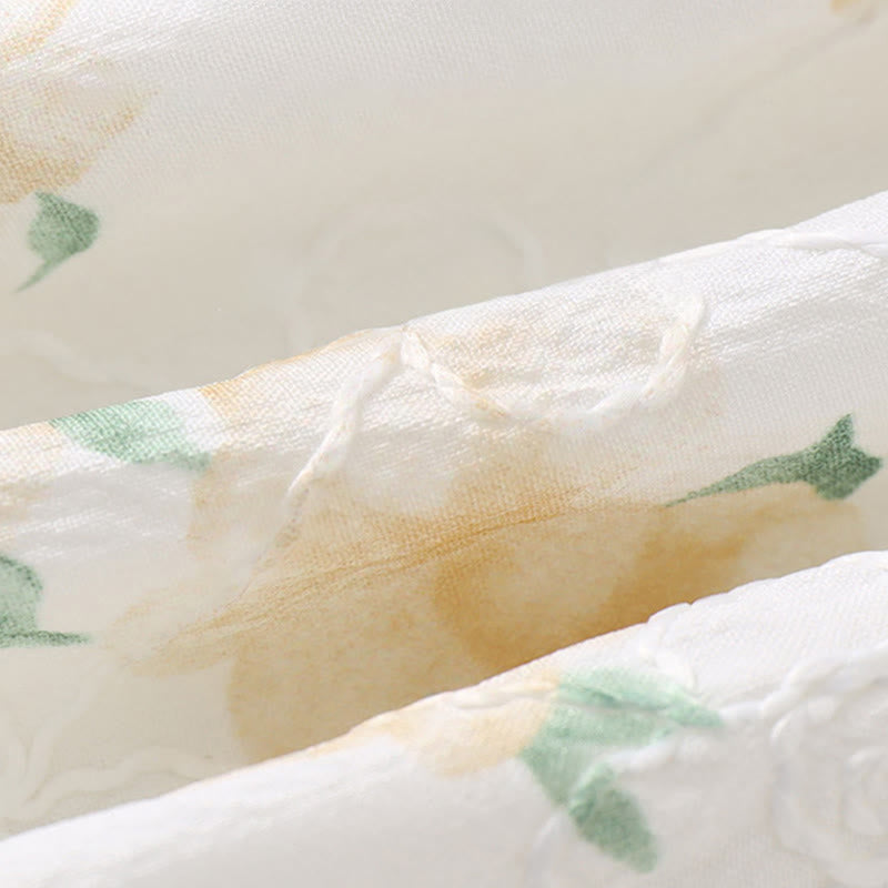 Buddha Stones春 秋 ライトイエロー 花柄 Vネックデザイン ベビーガール コットン 長袖 ワンピース ロンパース - image 5