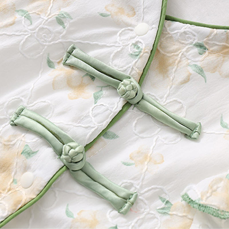 Buddha Stones春 秋 ライトイエロー 花柄 Vネックデザイン ベビーガール コットン 長袖 ワンピース ロンパース - image 7