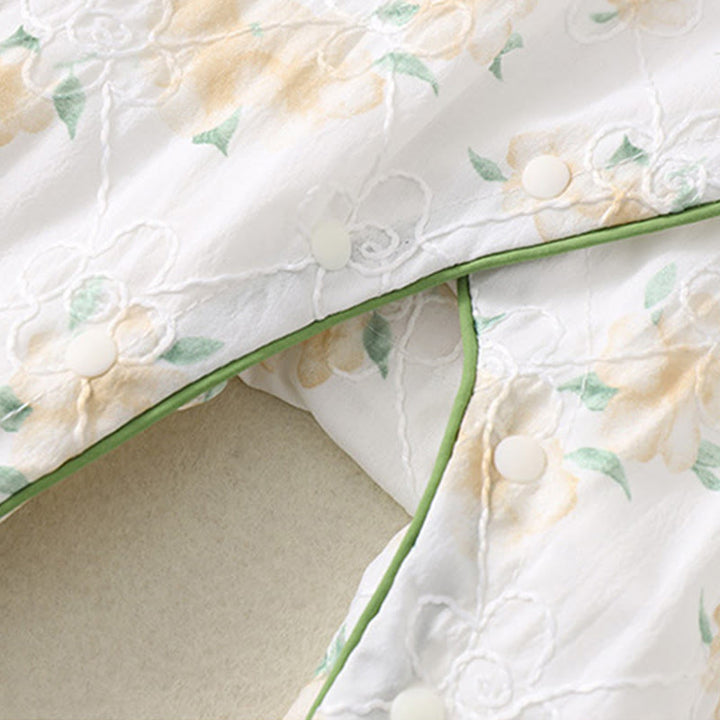 Buddha Stones春 秋 ライトイエロー 花柄 Vネックデザイン ベビーガール コットン 長袖 ワンピース ロンパース - image 12