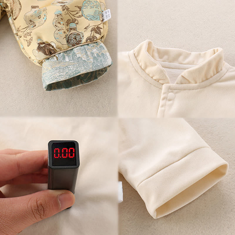 Buddha Stones3点セット 冬山ボトルデザイン ベビーボーイズ コットン 長袖 唐装 ベスト ジャケット 伸縮性ウエスト パンツ 衣装セット - image 6